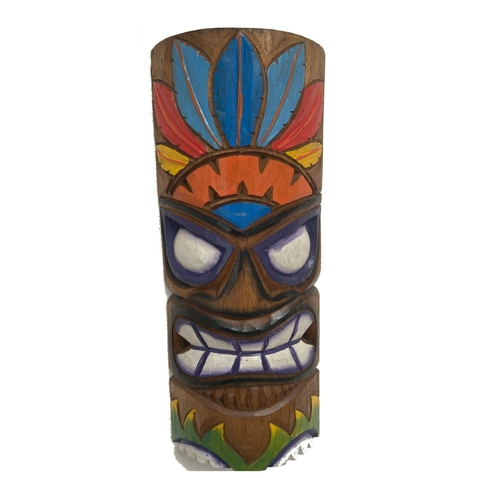 TIKI Mask Wooden Wall Plaque 50cm Handmade Maori Tribal Art Man Cave ...