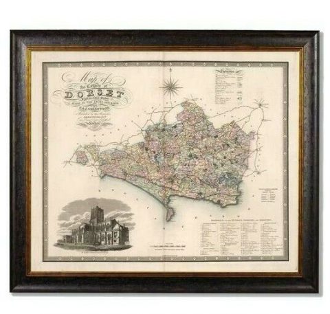 Dorset Premium Antique Map Wooden Framed Print 1830 County Interior