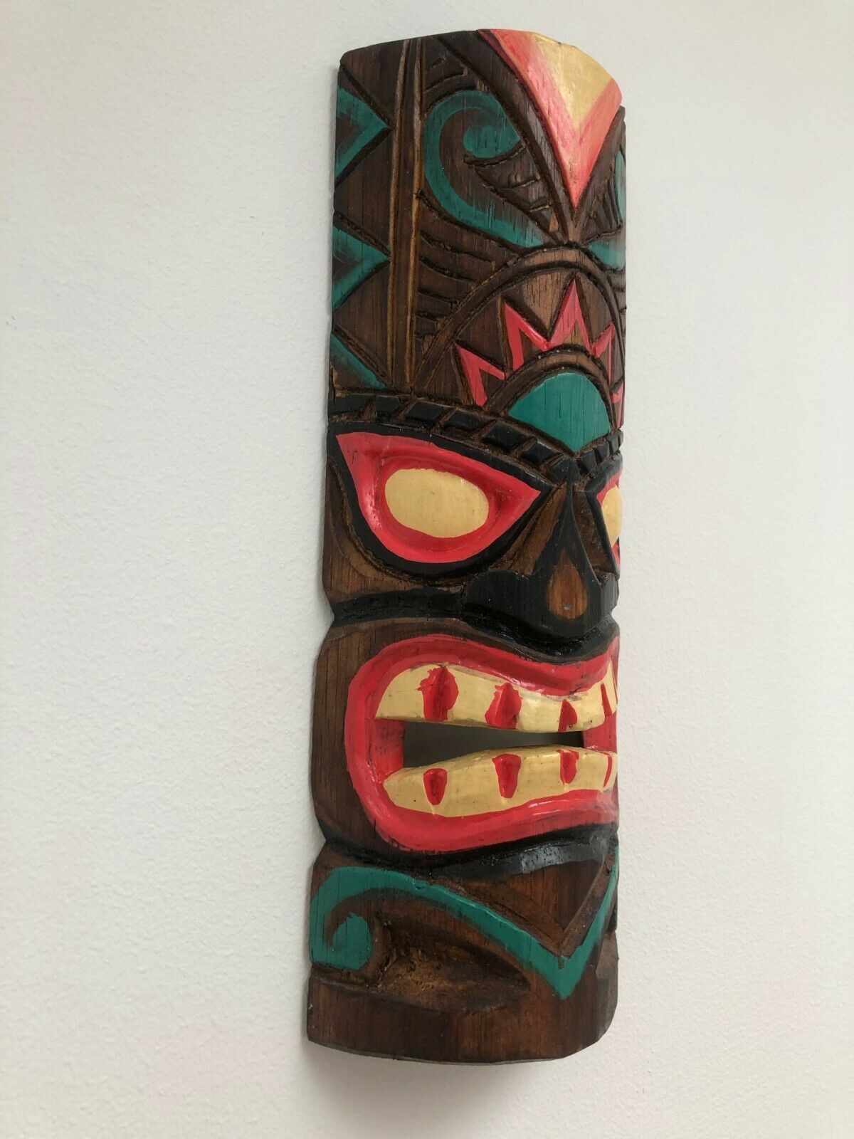 TIKI Mask Wooden Wall Plaque 30cm Handmade Maori Tribal Art Man Cave ...